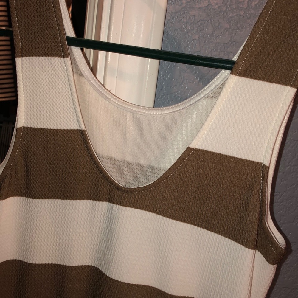 Brown and White Striped Spring Dress - Picture 5 of 6